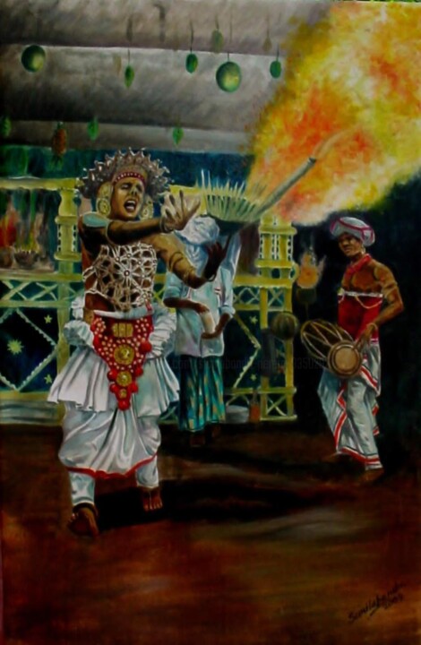 Enthralling Kandyan Dancers 绘画, 42x30 in