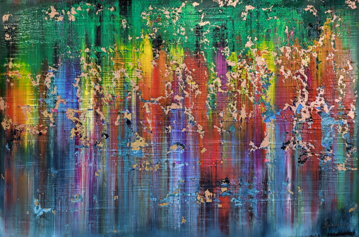 Painting titled "Abstract 2432" by Alex Senchenko, Original Artwork, Acrylic Mounted on Wood Stretcher frame