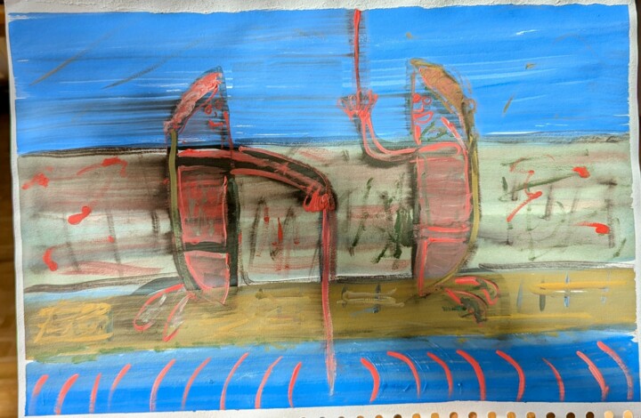 Herzblut am Strand l Lifeblood on the beach 绘画, 11.7x16.5 in