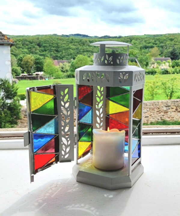 Sculpture intitulée "Lanterne Arc en ciel" par Renaud Angerville-Langlois, Œuvre d'art originale, Verre