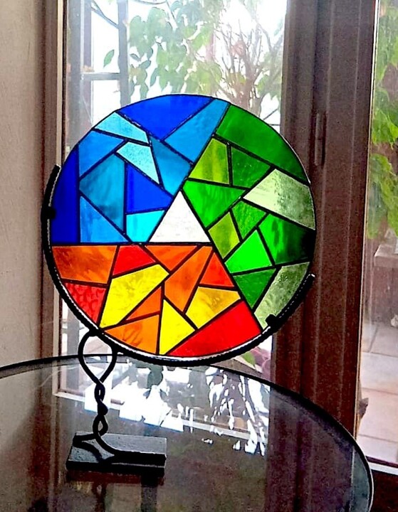 Sculpture intitulée "Médaillon" par Renaud Angerville-Langlois, Œuvre d'art originale, Verre