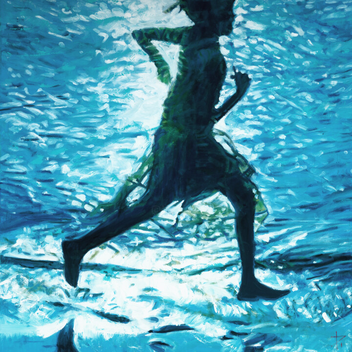 绘画 标题为“Light run girl II” 由Pierre Riollet, 原创艺术品, 油 安装在木质担架架上