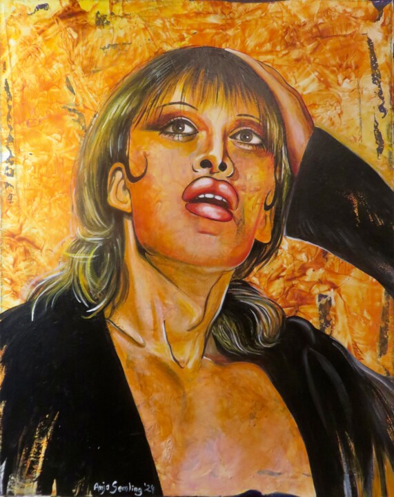 Malerei mit dem Titel "Pete Burns, Queer" von Anja Semling, Original-Kunstwerk, Acryl Auf Keilrahmen aus Holz montiert