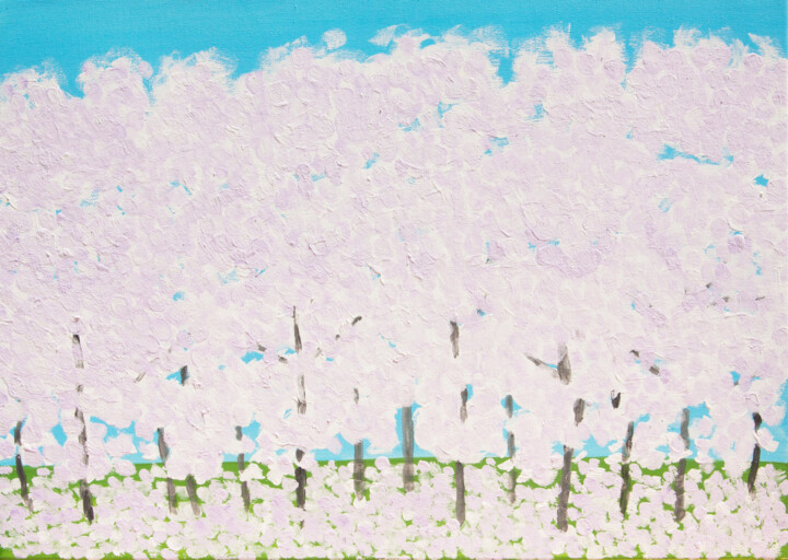 White-purple spring trees 3 绘画, 19.7x27.6 in