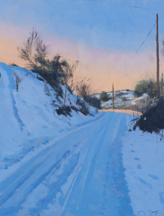 Camino nevado Schilderij, 19,7x15 in
