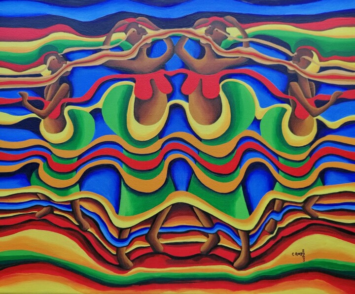 Painting titled "Danse de joie" by Christine Rato, Original Artwork, Oil