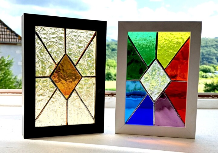 Sculpture intitulée "Mini vitraux cadres…" par Renaud Angerville-Langlois, Œuvre d'art originale, Verre
