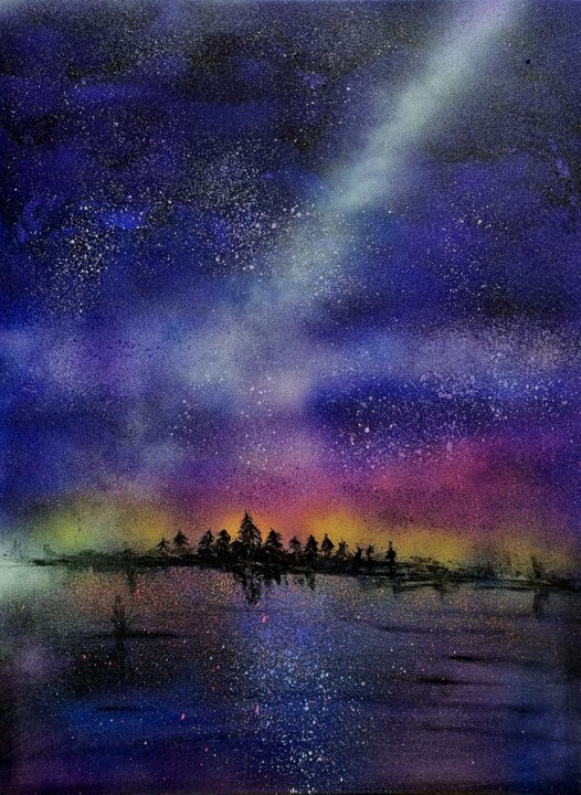 Painting titled "Un ange passe dans…" by Valentine Dhinaut, Original Artwork, Acrylic