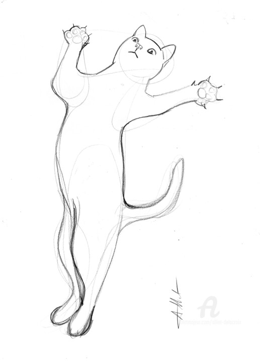 Chat danseur-A-0042 图画, 16.5x11.7 in