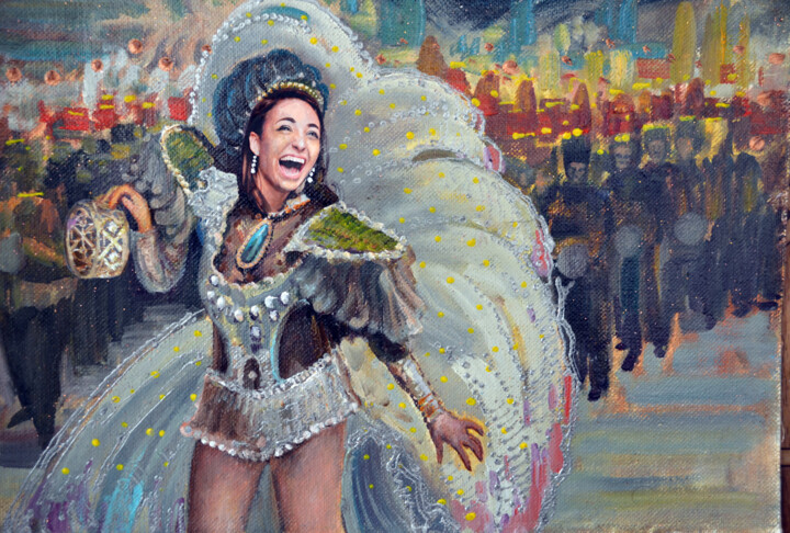 Dancer in a white outfit 绘画, 7.9x11.8 in