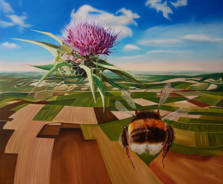 Schilderij getiteld "Flying to the promi…" door Gabriele Esau, Origineel Kunstwerk, Olie