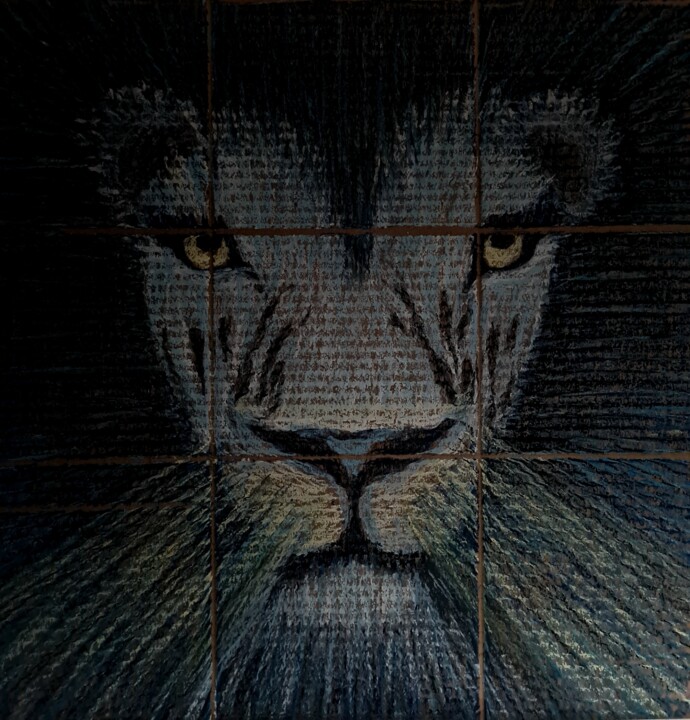 Lioness from the darkness 绘画, 15.8x15.8 in