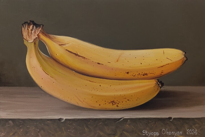 Banana Still Life 绘画, 7.9x11.8 in