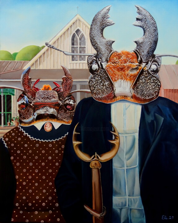 Woodworkers Gothic 绘画, 29.5x23.6 in