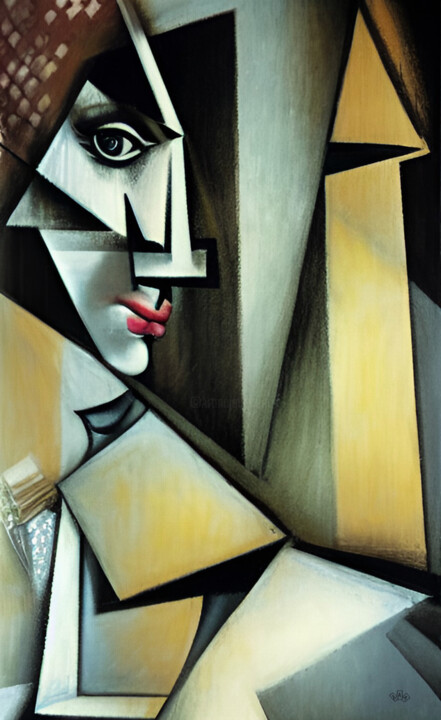 Portrait of a girl in cubism 绘画, 52.4x31.5 in