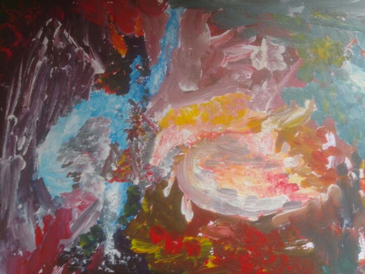 Демон против единорога 绘画, 11.8x16.5 in