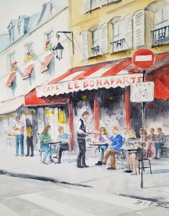 Cafe Le Bonaparte, Paris Tablo, 14x11 in