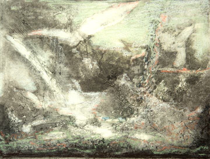Gravures & estampes intitulée "Source vive" par Sophie Gerin, Œuvre d'art originale, Monotype