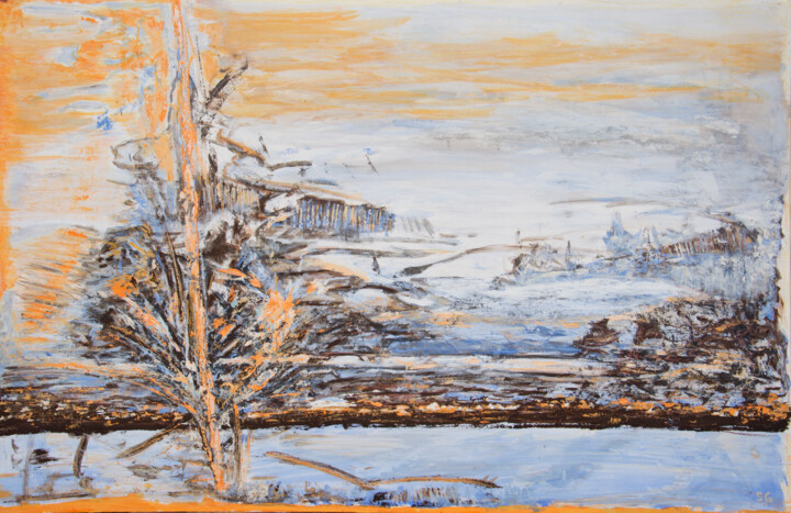 Peinture intitulée "Eclat de foudre" par Sophie Gerin, Œuvre d'art originale, Huile Monté sur Panneau de bois