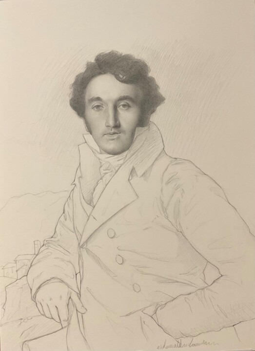 Dessin intitulée "Portrait de Charles…" par Romuald Cormier, Œuvre d'art originale, Graphite