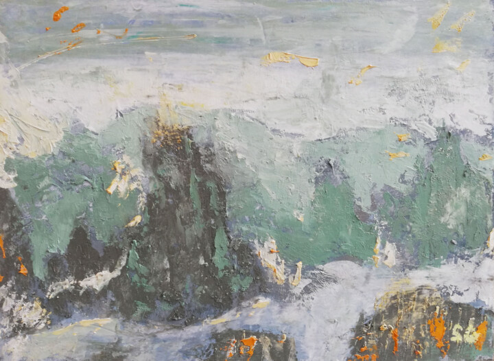 Peinture intitulée "Promenade de printe…" par Sophie Gerin, Œuvre d'art originale, Huile Monté sur Panneau de bois