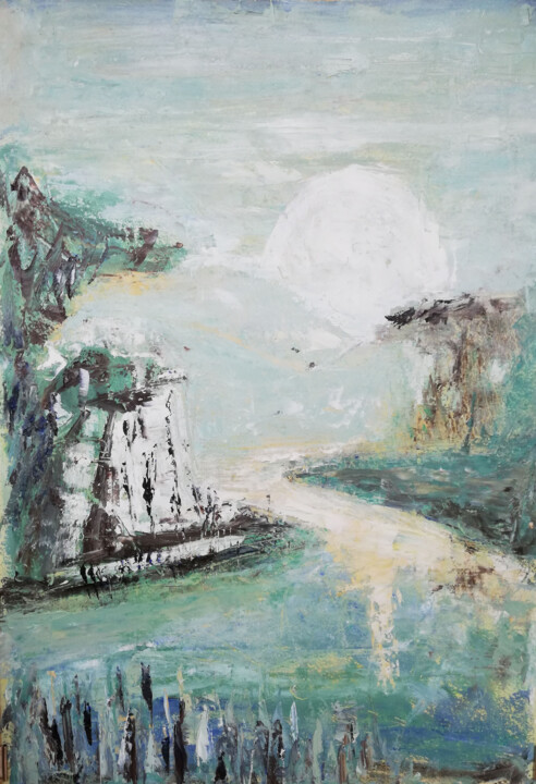 Peinture intitulée "Nuits de pleine lun…" par Sophie Gerin, Œuvre d'art originale, Huile