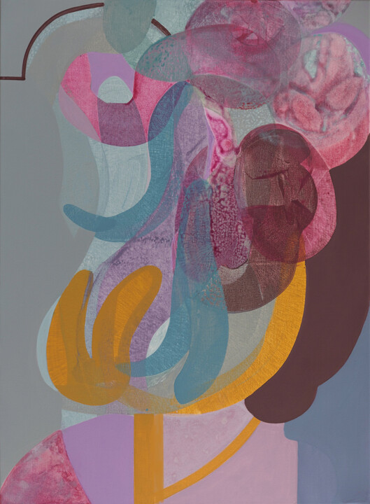 Painting titled "Мальвы" by Viktoriia Aksenova, Original Artwork, Acrylic Mounted on Wood Stretcher frame