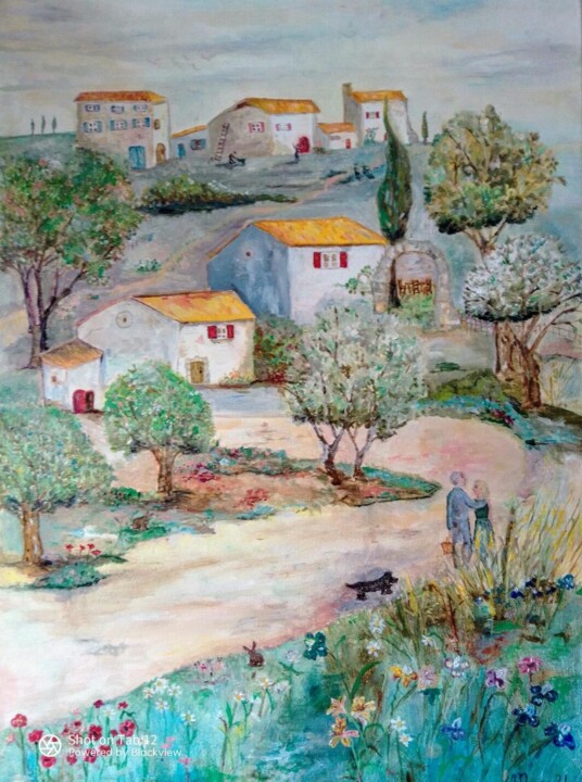 LA ROUTE EST LONGUE 绘画, 27.6x20.5 in