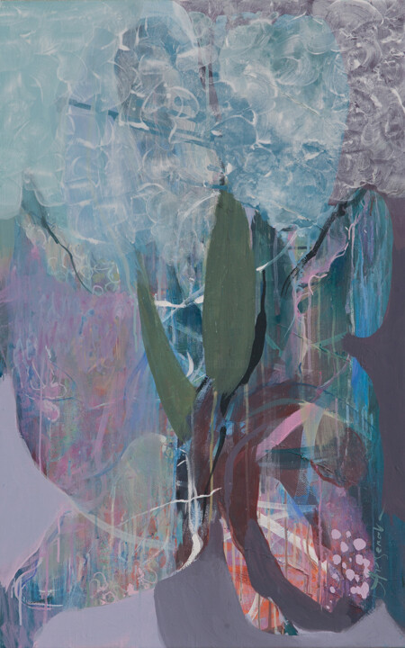 Painting titled "Белого Света хлопья" by Viktoriia Aksenova, Original Artwork, Acrylic Mounted on Wood Stretcher frame