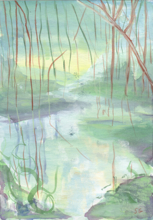 Peinture intitulée "L'orée du bois" par Sophie Gerin, Œuvre d'art originale, Aquarelle Monté sur Carton