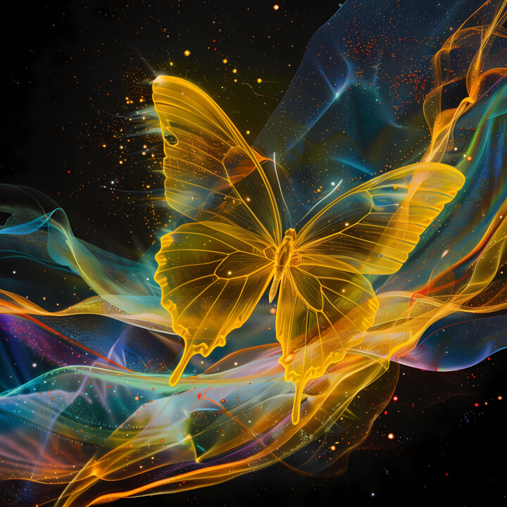 Yellow cosmic butterfly 数字艺术