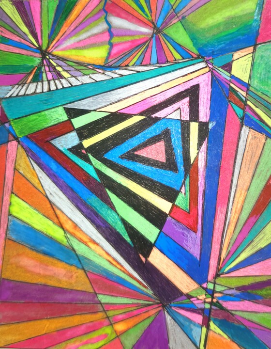 제목이 "Triangle of Zen"인 그림 Zen Lucero로, 원작, 젤 펜