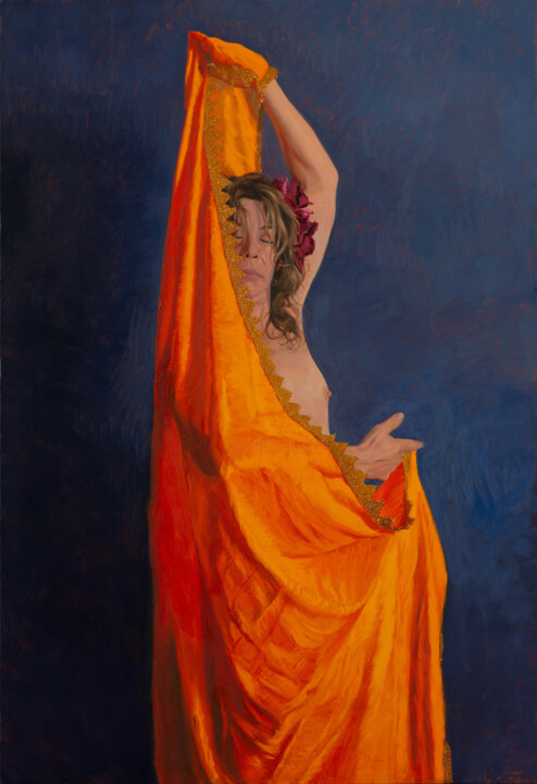 Manto amarillo Peinture, 51,2x35 in