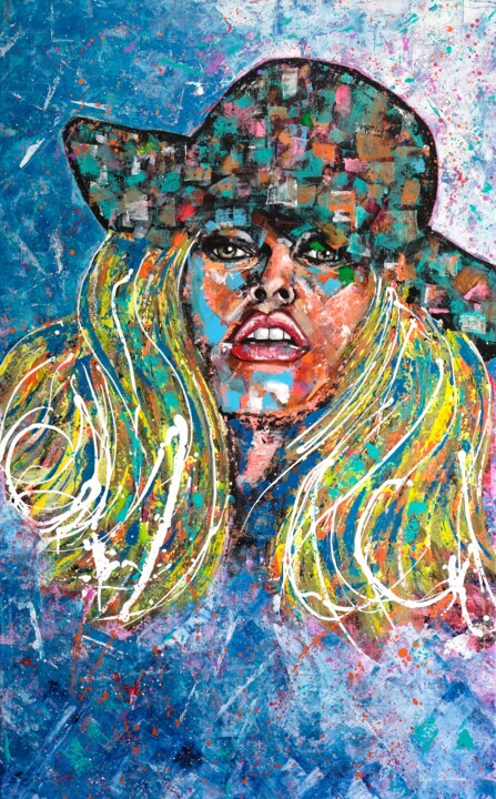 BB in St Trop' 绘画, 57.1x33.9 in