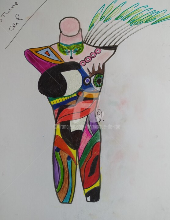 Costume "oeil" pour un spectacle 绘画, 11.4x8.3 in