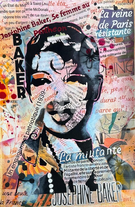 Collages intitulée "Joséphine Baker" par Annie Predal, Œuvre d'art originale, Collages