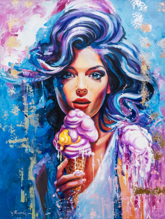 Schilderij getiteld "“COOL DELIGHT”" door Vitaly Moiseev, Origineel Kunstwerk, Acryl Gemonteerd op Frame voor houten brancard