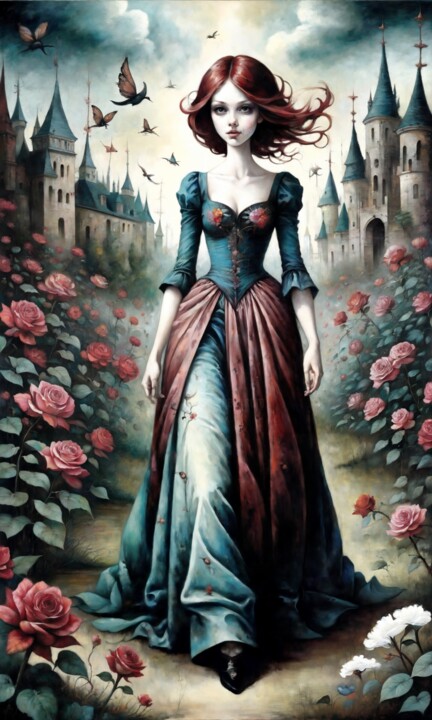 Rose Stroll 绘画, 54.6x32.8 in