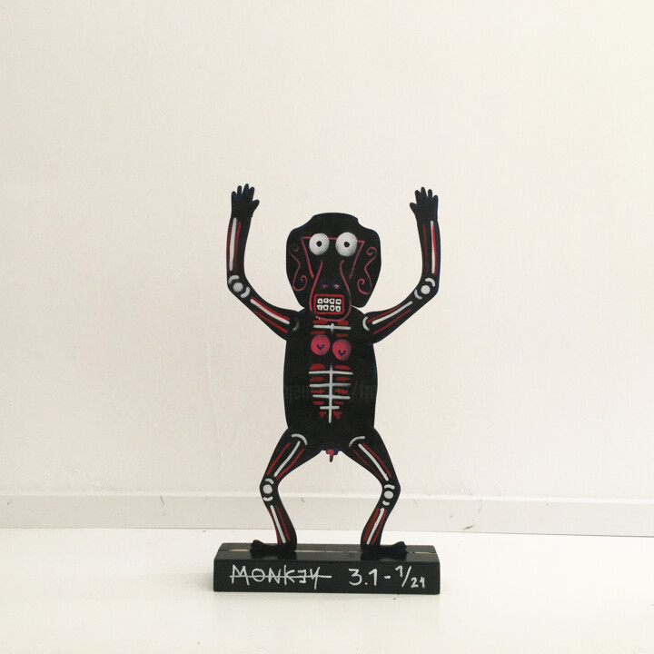 Sculpture titled "MONKEY 3.1" by Frank Willems, Original Artwork, Acrylic
