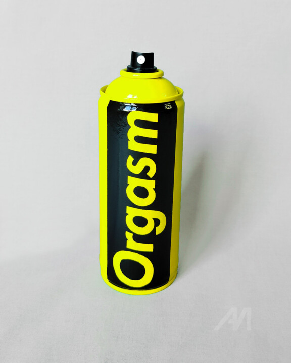 Orgasm Spray Can Yellow 雕塑, 7.9x2.4 in