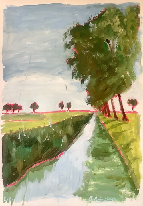 Painting titled "La riviere 3" by Bruno Raharinosy, Original Artwork, Acrylic