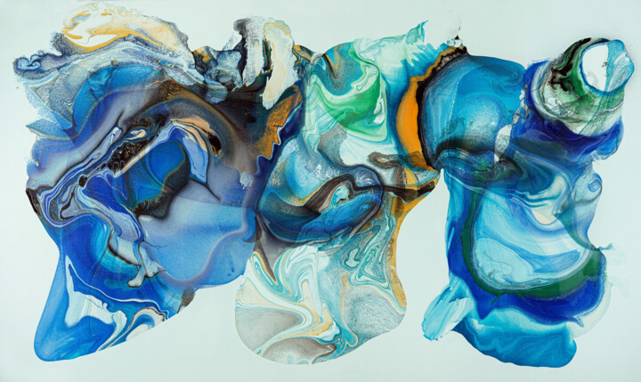 Peinture intitulée "Fluid Borders" par Fintan Whelan, Œuvre d'art originale, Huile Monté sur Châssis en bois