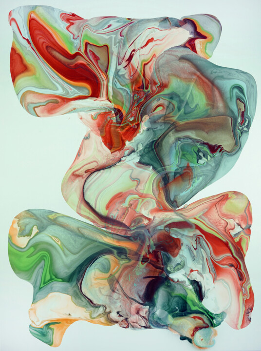 Schilderij getiteld "Orchard Rain" door Fintan Whelan, Origineel Kunstwerk, Olie Gemonteerd op Frame voor houten brancard