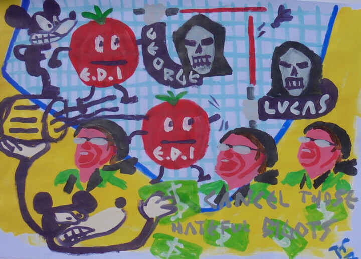 MICKEY MOUSE VS THE NERDS 绘画, 23.2x33.1 in