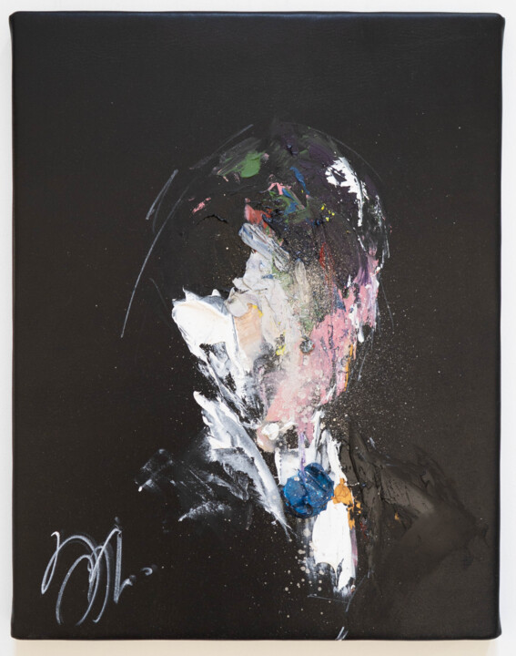 UNTITLED Portrait work (painted on leather) 绘画, 16.1x12.5 in