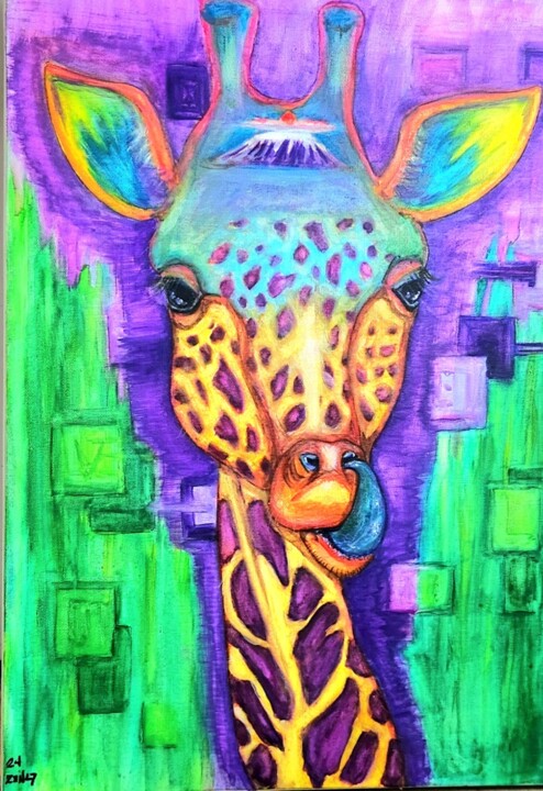 Whats eating Gilbert giraffe 绘画, 24x16 in
