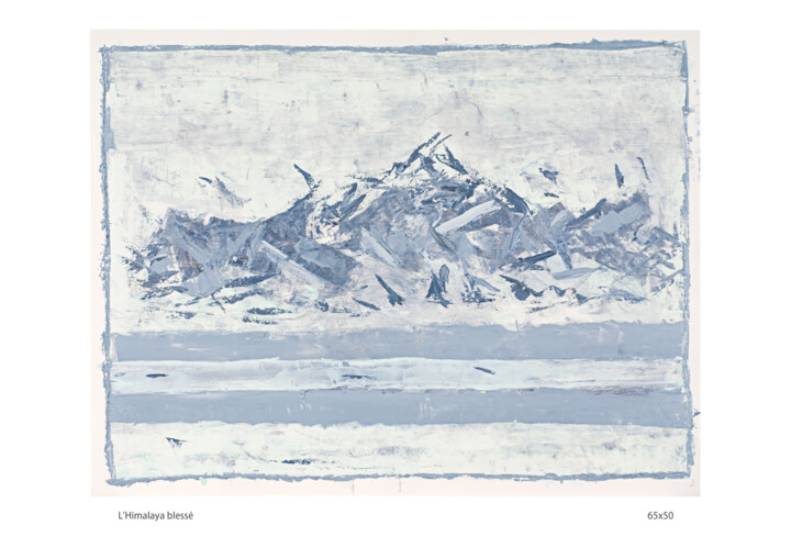 Peinture intitulée "L'Himalaya blessée" par Sophie Gerin, Œuvre d'art originale, Huile Monté sur Panneau de bois