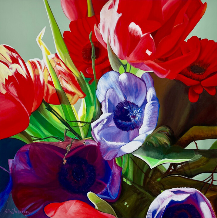 Painting titled "Bouquet Two" by Ella Joosten, Original Artwork, Acrylic