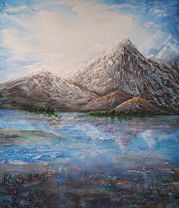 Pintura intitulada "Serenity" por Elena Chugurova, Obras de arte originais, Acrílico Montado em Armação em madeira