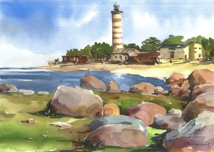 Shepelevsky lighthouse 绘画, 11.8x15.8 in